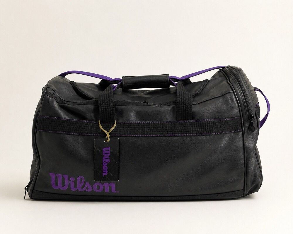 Vintage Wilson Tennis Duffel Bag Black Purple Sports Gym Travel Bag Shoe Pocket